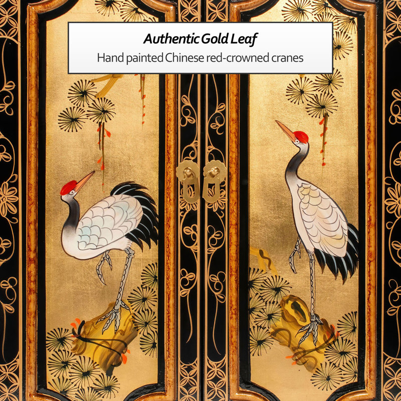 Gold Lacquer Cabinet - Cranes