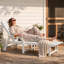 Chaise longue d'extérieur en PEHD, dossier réglable sur 5 positions, avec roulettes et porte-gobelet, idéale pour terrasse de piscine ou jardin, blanche.-402619713-402619718