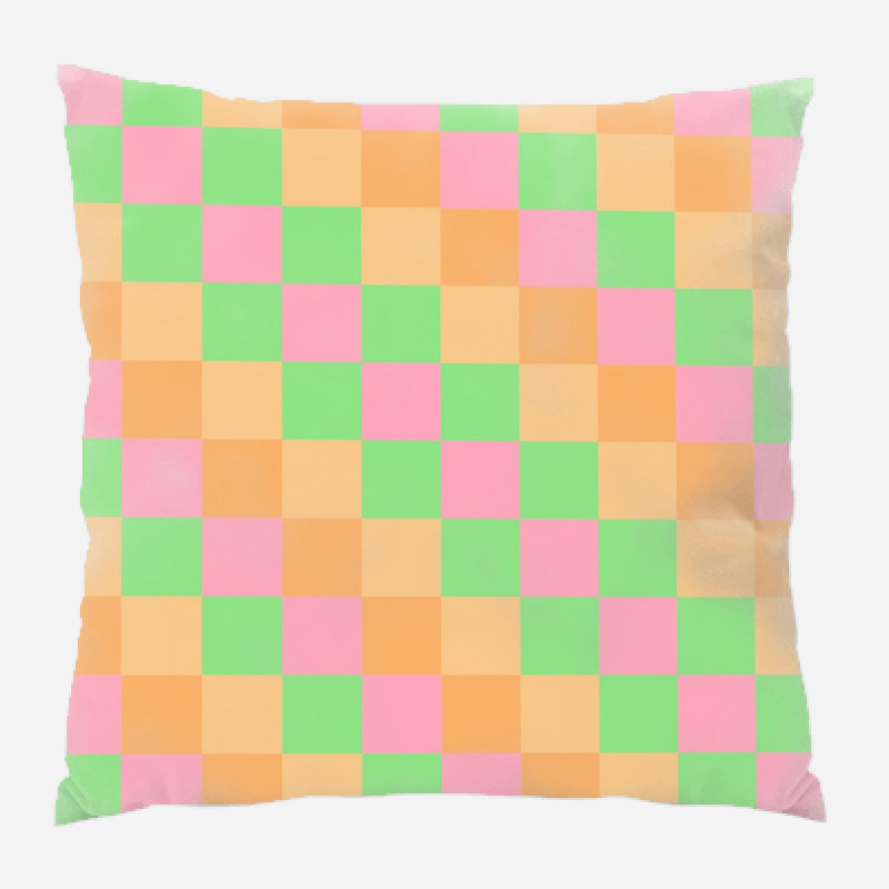 Checkerboard Geometric Microsuede Reversible Throw Pillow