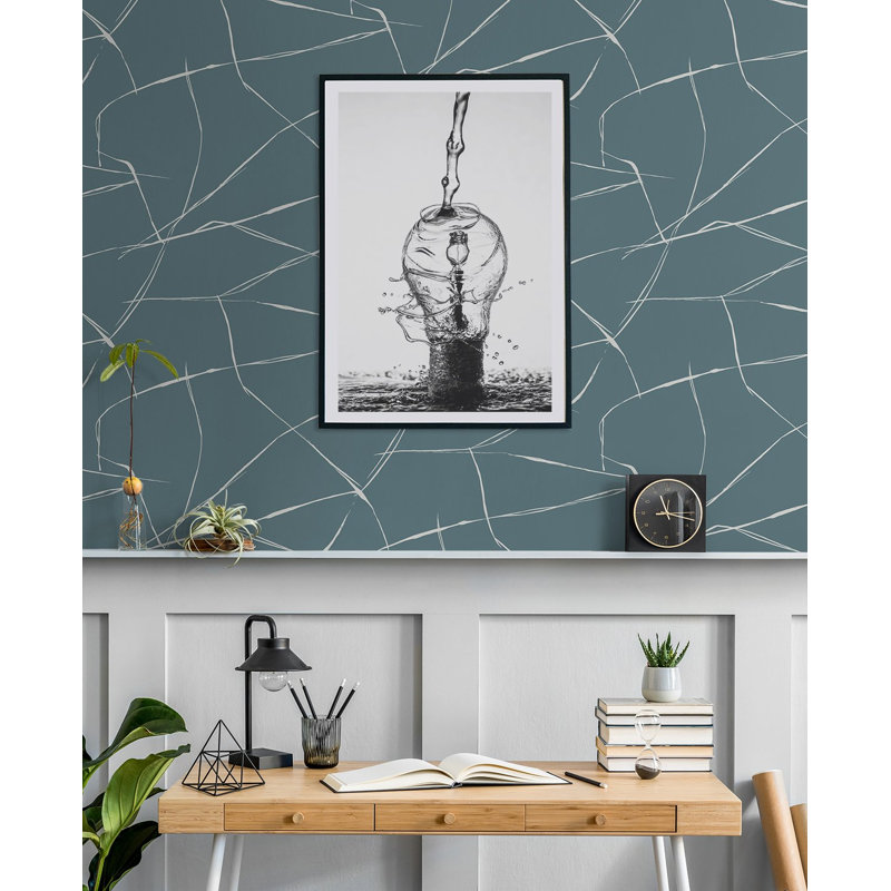 Rouleau de papier peint adhésif L 18 pi x l 20,9 po Kameren, Bleu marine