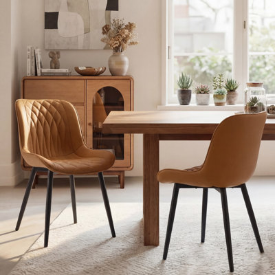 Modern Dining Chairs Faux Leather Upholstered Kitchen Chairs Side Chair With Metal Legs
