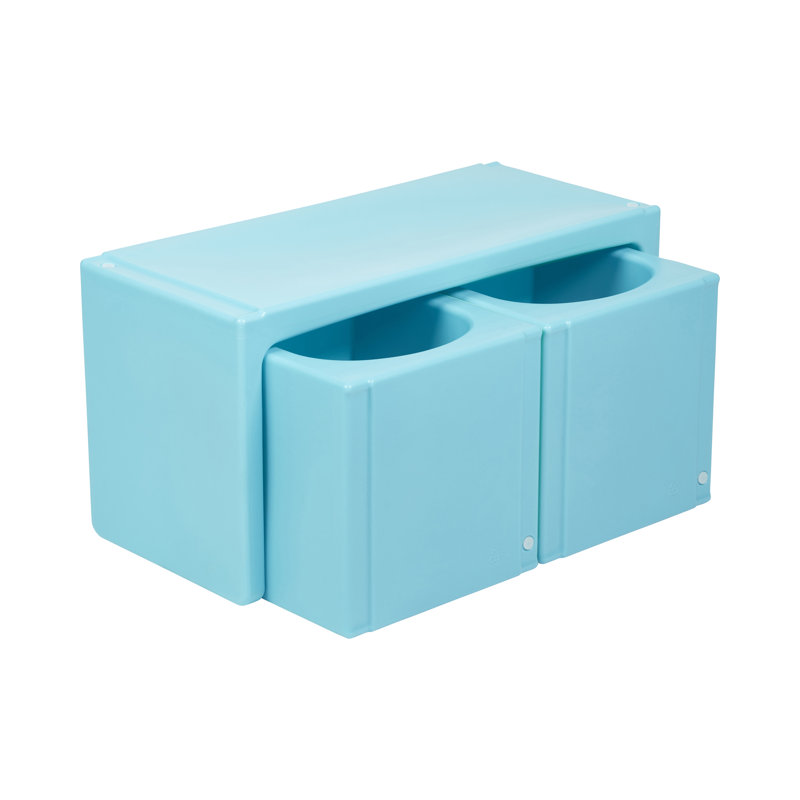 Cyan Plastic Multipurpose Kids Table and Cube Chair Set