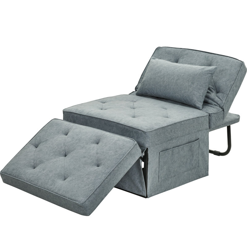 Multi-function Folding Ottoman Sofa Bed With Adjustable Backrest (Medium 36'' Width), Blue