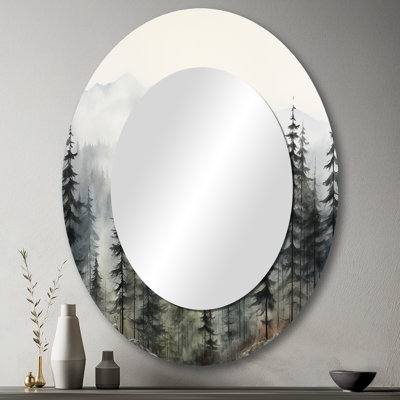 Décoration murale miroir pin vert Misty Mountain II