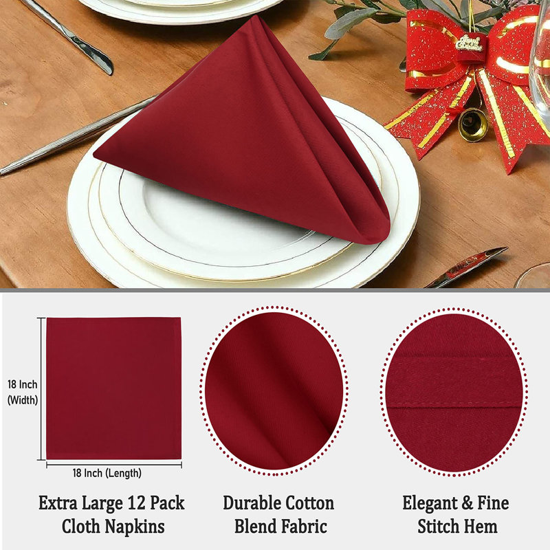 Poly Cotton Enrich Twill Cloth Napkins, Burgundy