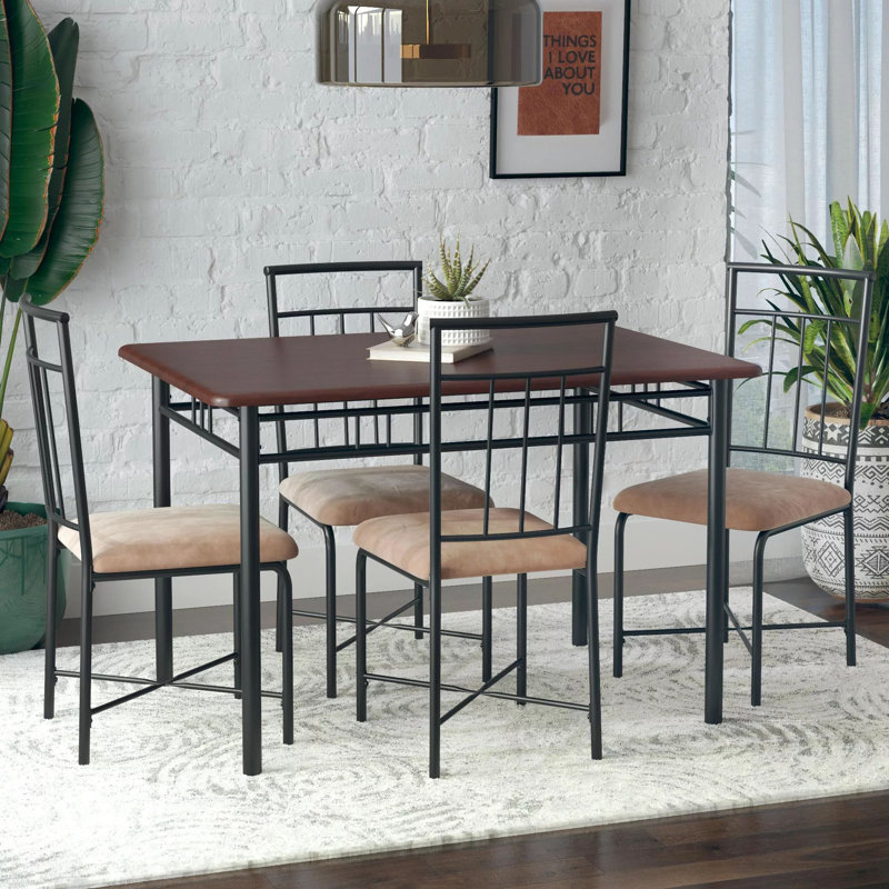 Ensemble repas pour 4 personnes Raqueta, Noyer foncé