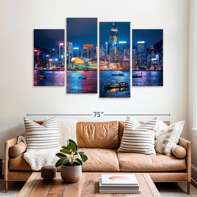 Nicci illuminée de la ville de Hongkong, H 42 po x l 68 po