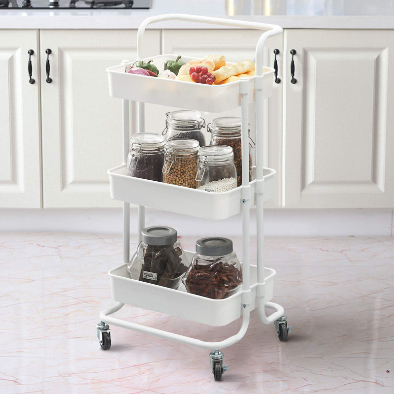 Huley Marble Top Kitchen Cart, White