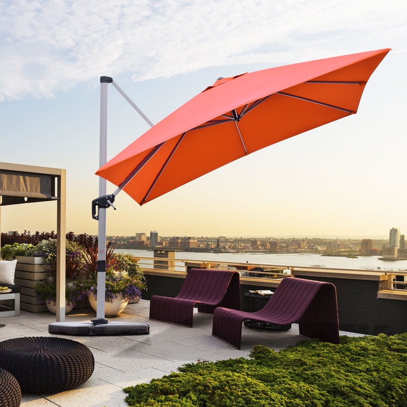 Parasol carré en porte-à-faux 10 pi Omarion, Orangé