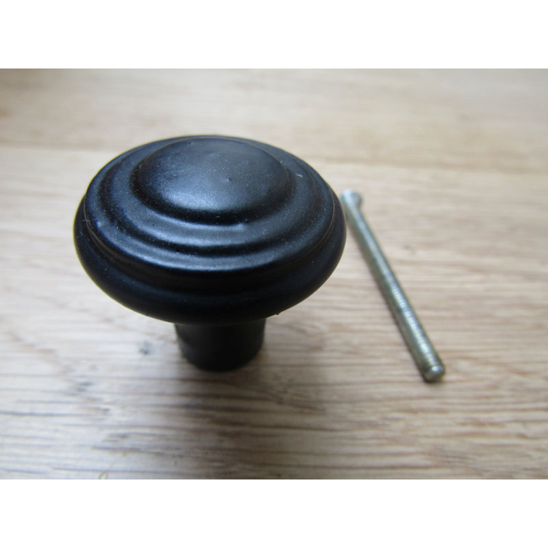 Rimmed Cabinet Knob, Black Antique
