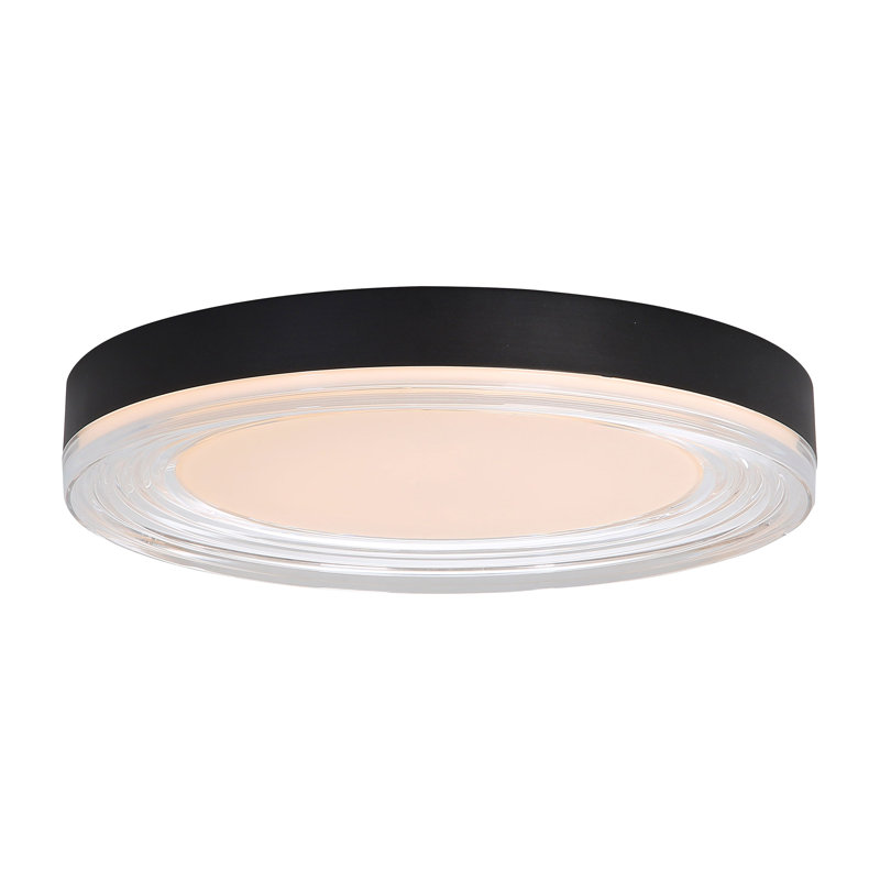 Plafonnier encastré Ondulada , Sable, noir, Verre transparent, H 1,63 po x l 15,75 po x P 15,75 po