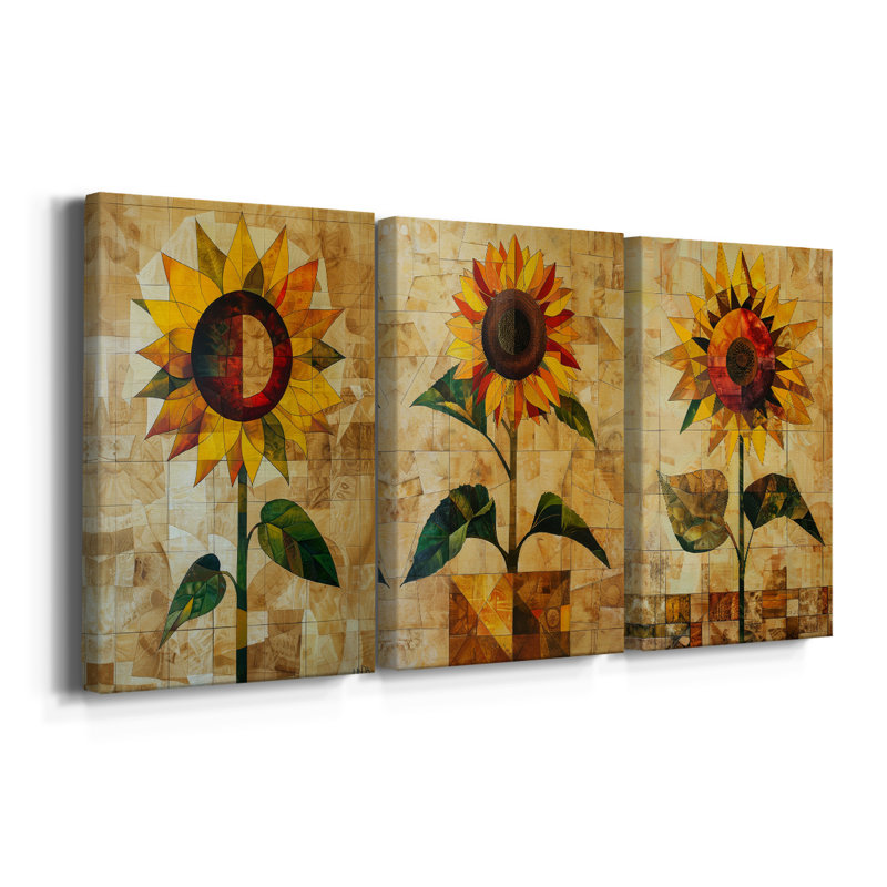 Série d'étude florale CLV III - Ensemble de 3 toiles tendues avec châssis - Prêt à être accroché, H 60 po x l 40 po