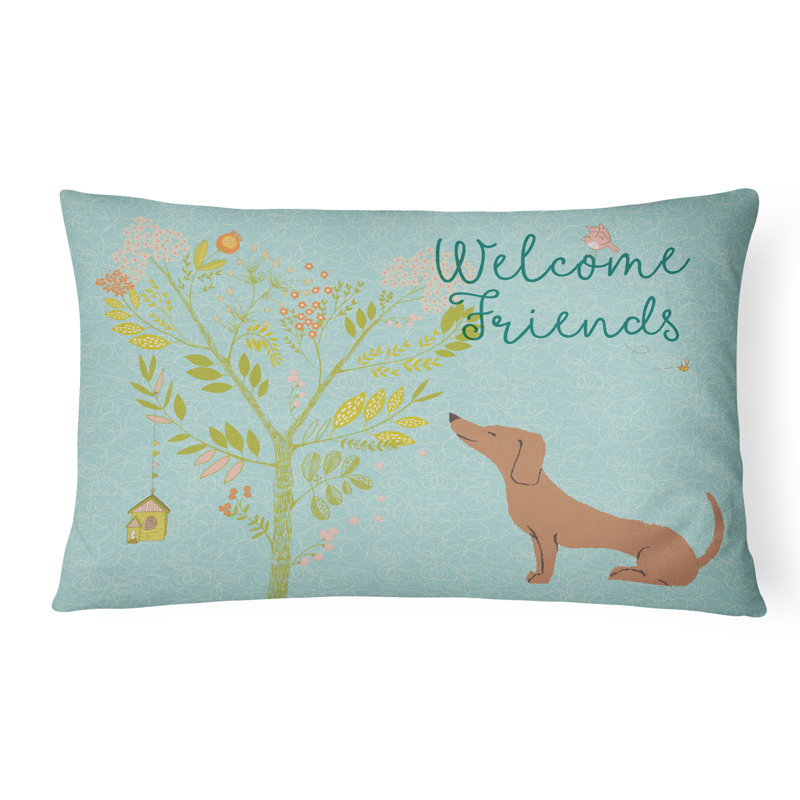  Coussin intérieur / extérieur Welcome Friends Dachshund, Brun