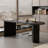 Black Half-circle Solid Wood desk-961517762