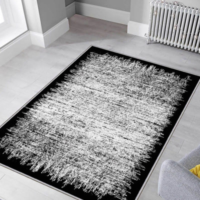 Tapis tissé élégant, 5,2 x 7,5 pieds | 100% polyester, hauteur des poils de 0,3 po, antibactérien, envers en PVC antidérapant | Lavable à la machine, impression numérique 3D | Parfait pour le salon, la chambre à coucher et la décoration intérieure