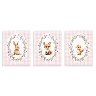 Plaque murale printemps animaux vichy, design par Christine Simpson Art