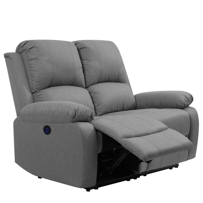 Andelko 2 Seater Linen Electric Reclining Sofa, Light Grey