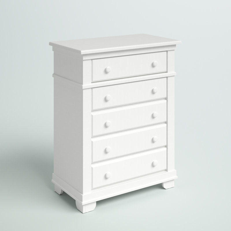 Commode 5 tiroirs Adam, Blanc