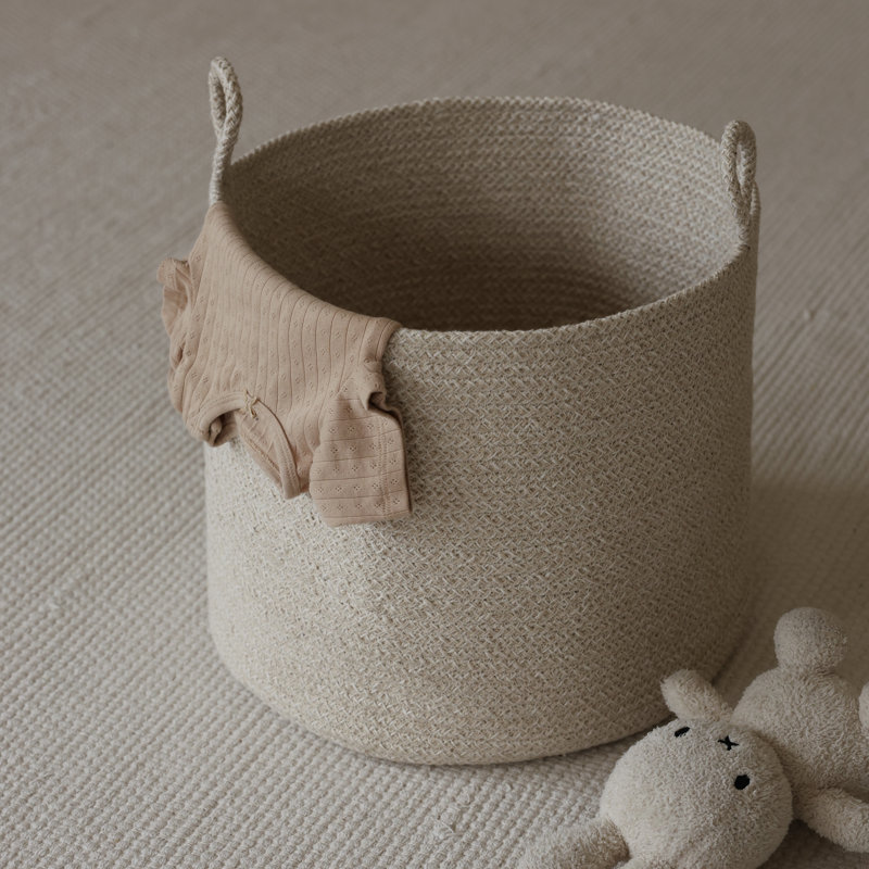 Beige Melange Loops Cotton Rope Basket - Medium, Beige, 28 pt