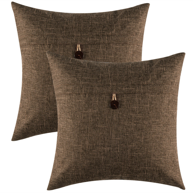 Housses de coussin carrées, Brun foncé, 18 po x 18 po, Non