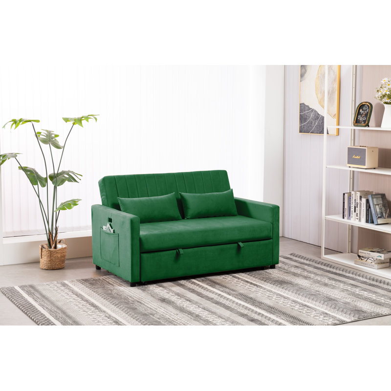 Kusilvak 58'' Velvet Sofa, Dark Green