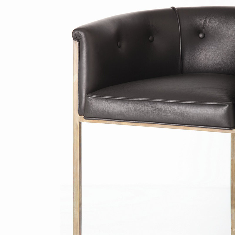 Calvin Upholstered Counter Stool with Metal Frame, Black