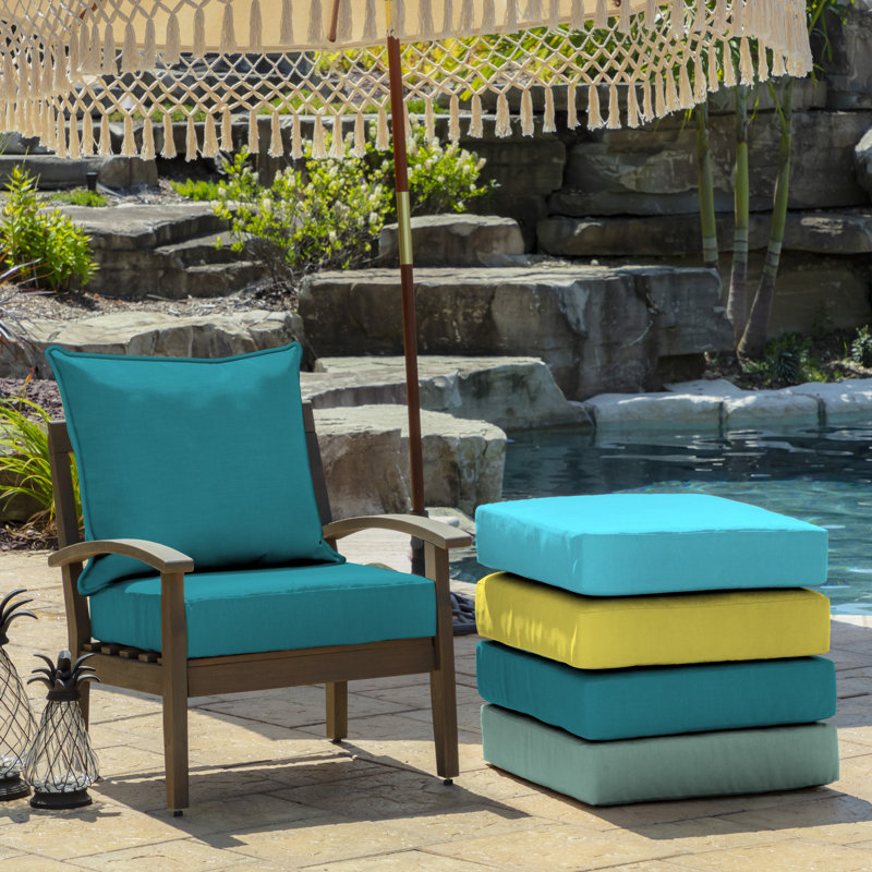 ARDEN Outdoor Lounge Chair Cushion, Lake Blue, 24" W x 24" D