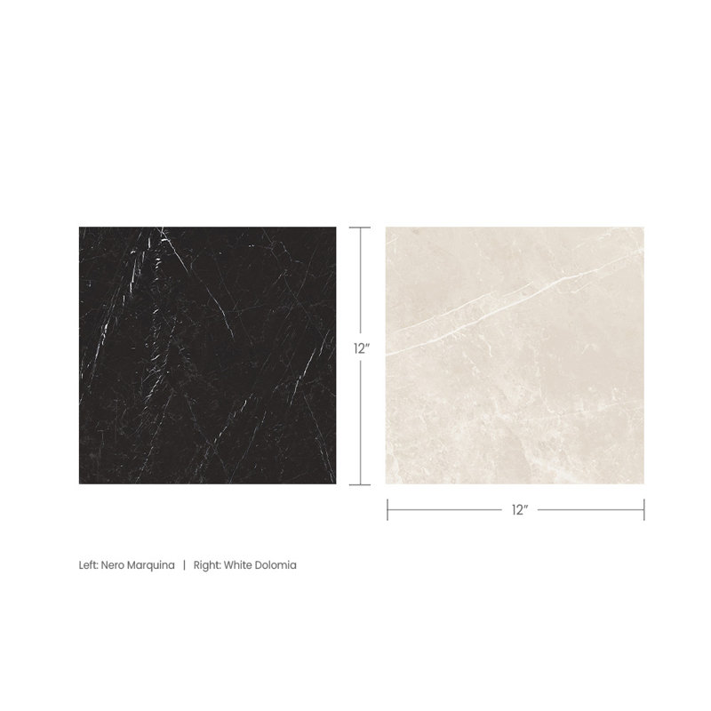 Tuscany Checkerboard 12X12 Marquina And Dolomia, Marquina/Dolomia