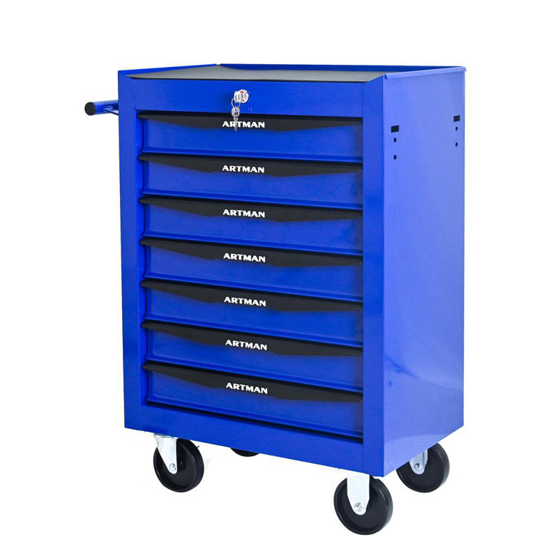 4 Drawers Multifunctional Tool Cart With Wheels And Wooden Top