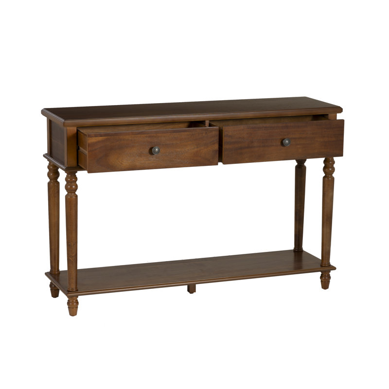 Birkley 48” 2-Drawer Console Table With Display Shelf, Brown