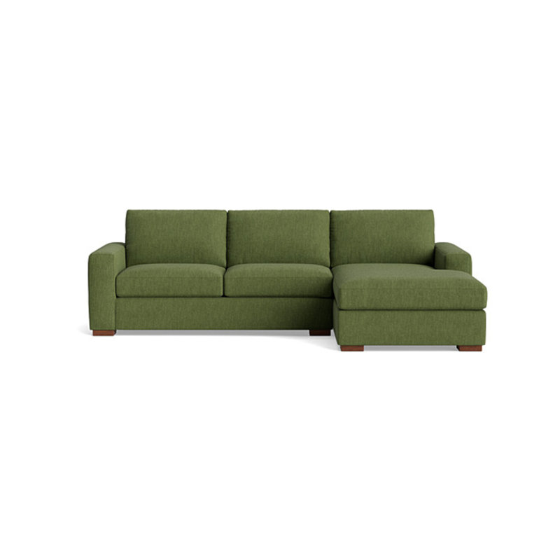 Couch Potato Chaise Sectional, Performance Weave - Basil, Right Hand Facing