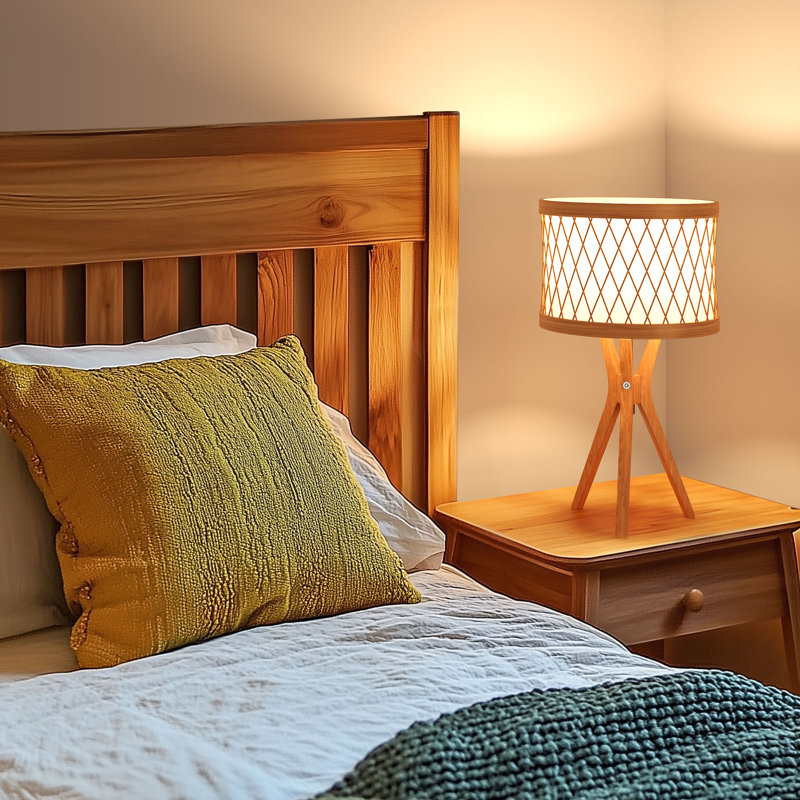 Lampe de table en bois massif 17,7 po