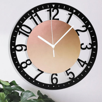 10" Round Iron Wall Clock with Silent Quartz Movement, Arabic Numerals, UV-Printed Design