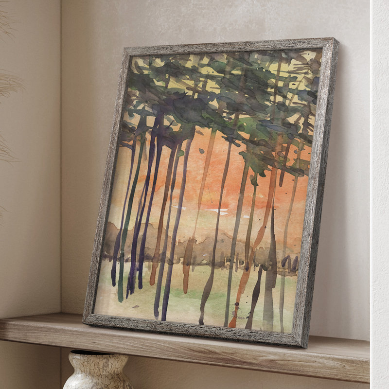 Entre les arbres II, reproduction encadrée - bois massif, H 11 po x l 9 po