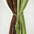 Bengal Bamboo Embroidered Window Curtain Set ( 2 Panels w/attached Sheer Backing, Valance )