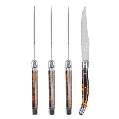 French Home Laguiole Connoisseur 4-Piece Steak Knife Set With Handles