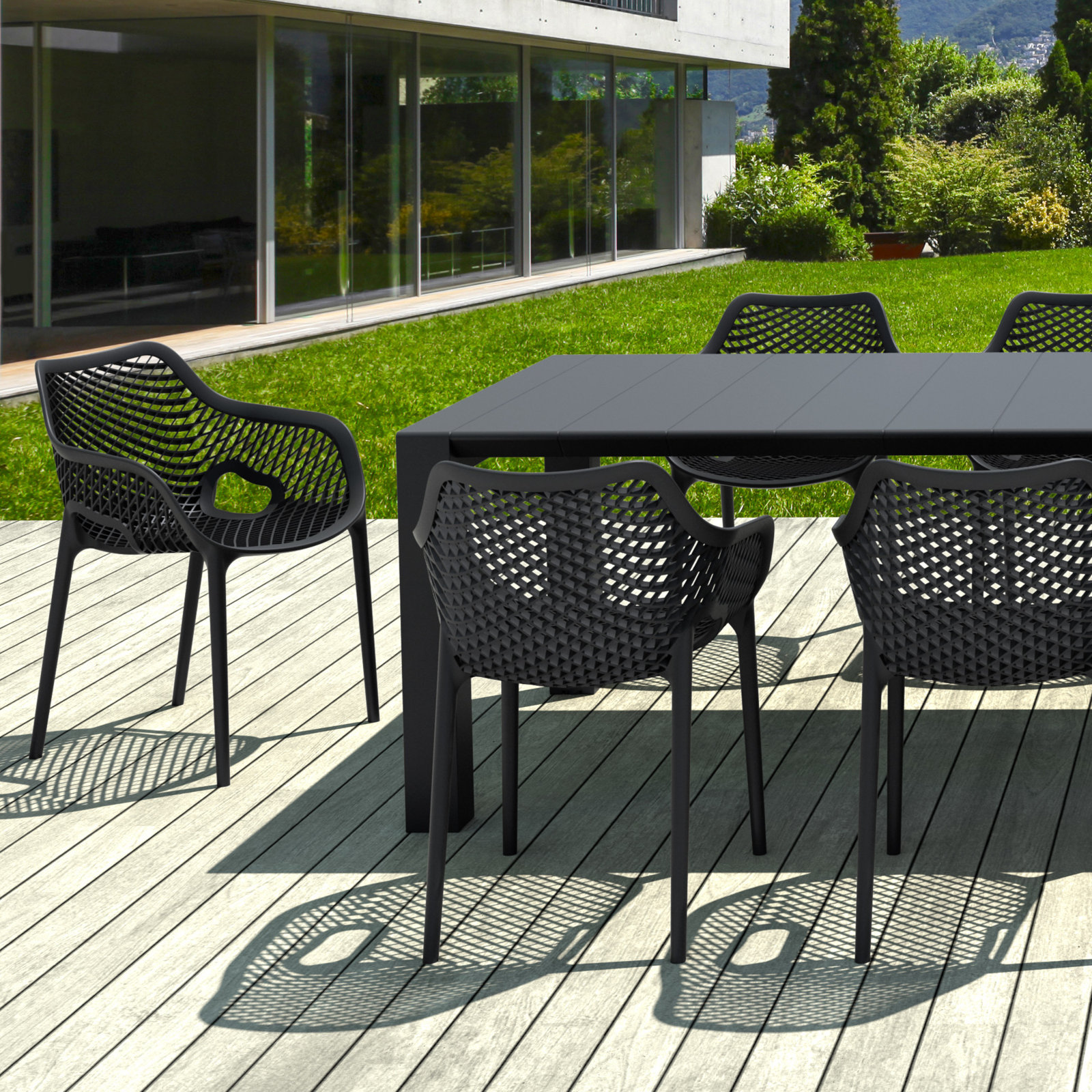 Farrah 118" Patio Dining Set, Black