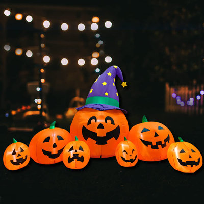 Décorations d'Halloween gonflables, 8 citrouilles gonflables de 8,2 pi portant