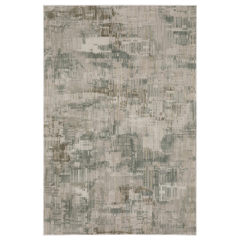 Michels Distressed Abstract Beige/ Blue Area Rug, Rectangle 6'7" x 9'6"
