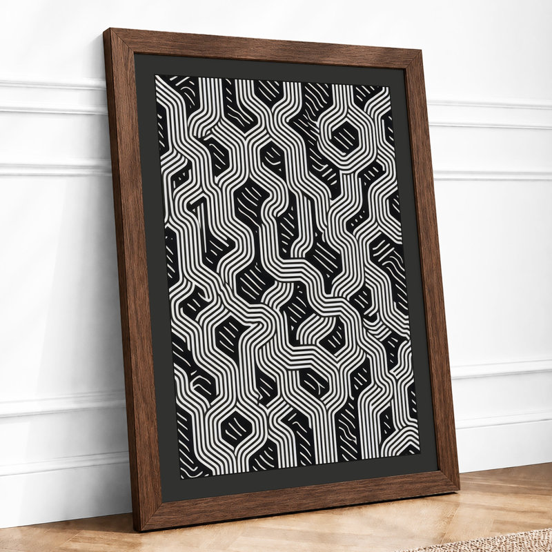 Interlocking Optical Flow Geometric - Print, A2 - 59.4 x 42.0 cm, Walnut