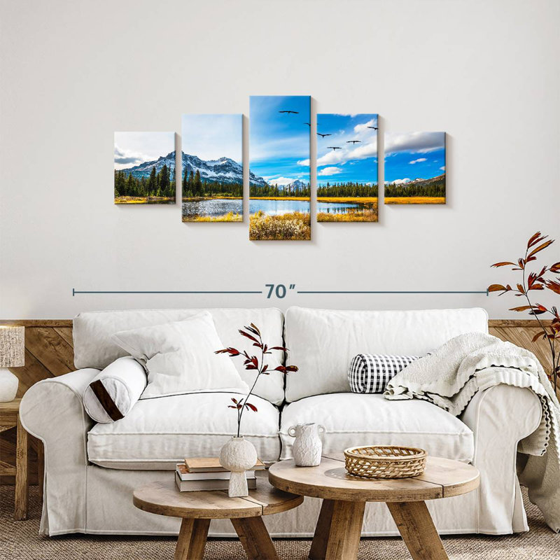 Birds Over Autumn Valley, 24" H x 55" W