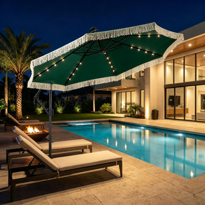  10 Ft. Lighted Cantilever Umbrella With Crank Lift
