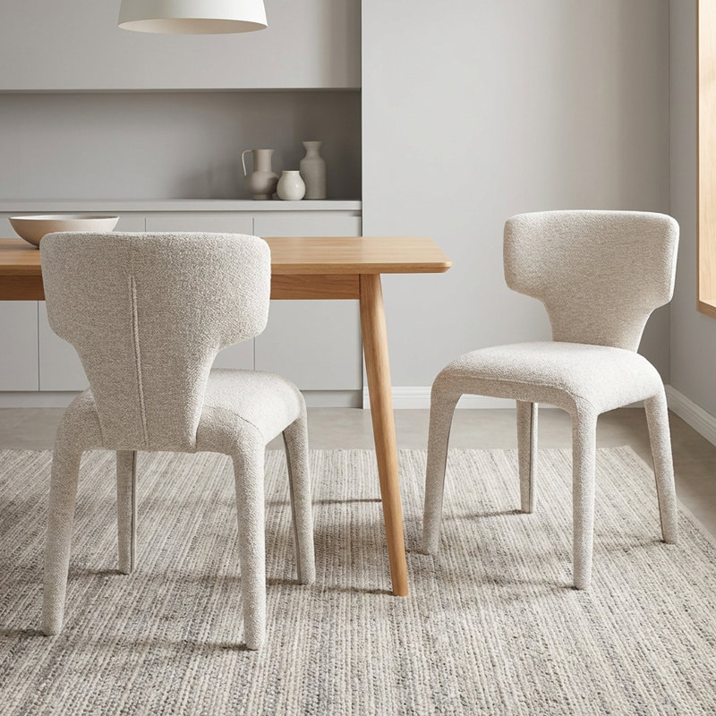 49.53cm H Cotton Upholstered Metal Upholstered Back Side Chair, Oatmeal