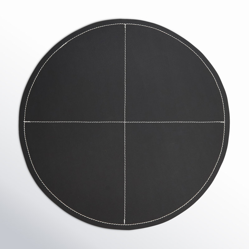 Calliope 100% Polyurethane No Pattern Round Placemat, Black