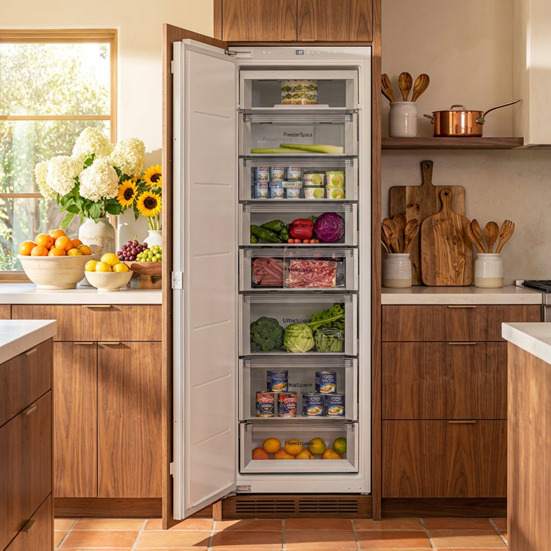 Calefort  Panel-Ready Refrigerator, 9.75 Cu.Ft. Quiet Built-In Upright Freezer Refrigerator with Reversible Doors, Quiet Operation, Energy Star, Seamless Cabinet Integrated refrigerator for Modern Kitchens