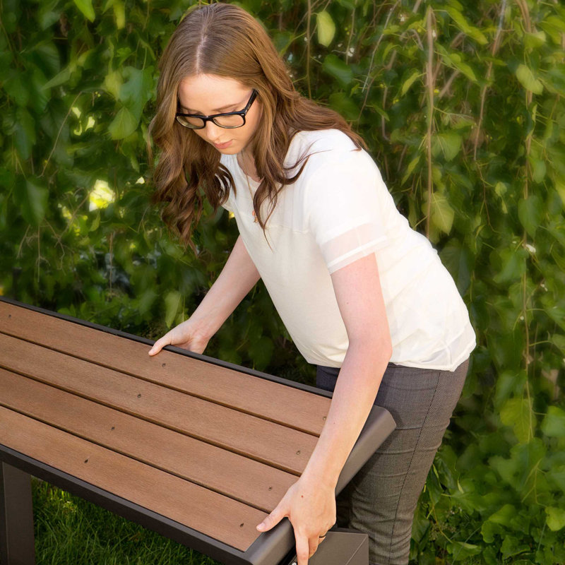 Banc convertible en polystyrène, Structure brune foncée / siège en faux bois