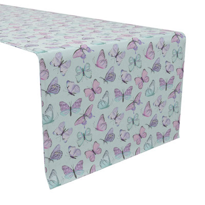 Fabric Textile Products, Inc. Table Runner, 100% Cotton, 16X72", Springtime Butterfly