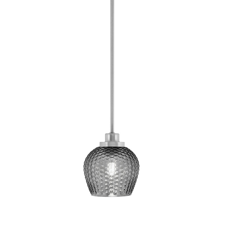 Scituate Stem Hung Mini Pendant Shown In Brushed Nickel, 6" Smoke Glass, Clear, Brushed Nickel