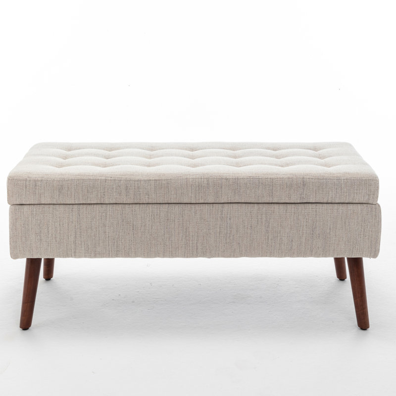 End Of Bed Storage Bench With Linen Upholstery - 43.3"X17.7 Bedroom 43.3" Wide X 17.7" Deep 18.9" High