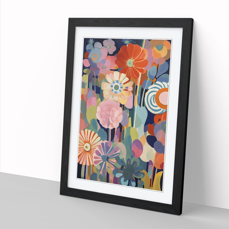 Orphism Flowers Vol.7 - Picture Frame Print, 64cm H x 46cm W x 2cm D, Oak